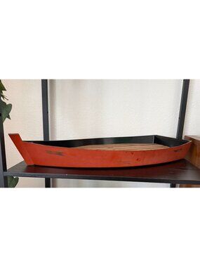 Vintage Sushi Serving Lacquerware Sushi Boat 18"x9" Serving W/ Removeable Tray